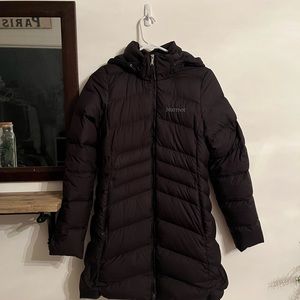 Marmot black puffer jacket 3/4 length